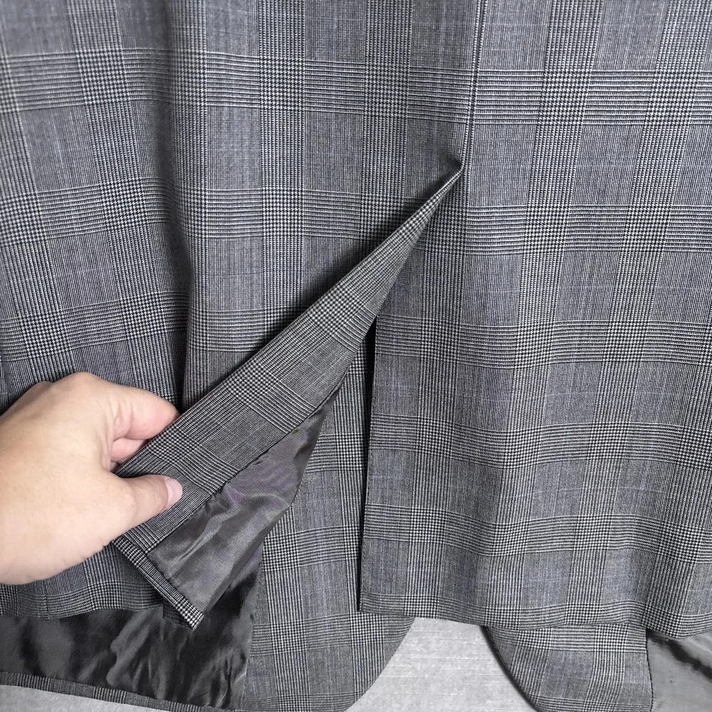 Jos A Bank Sport Coat 50R Gray Glen Check Plaid Wool Blazer Jacket Business